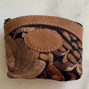 Mexican Embroidered Suede Coin Purse